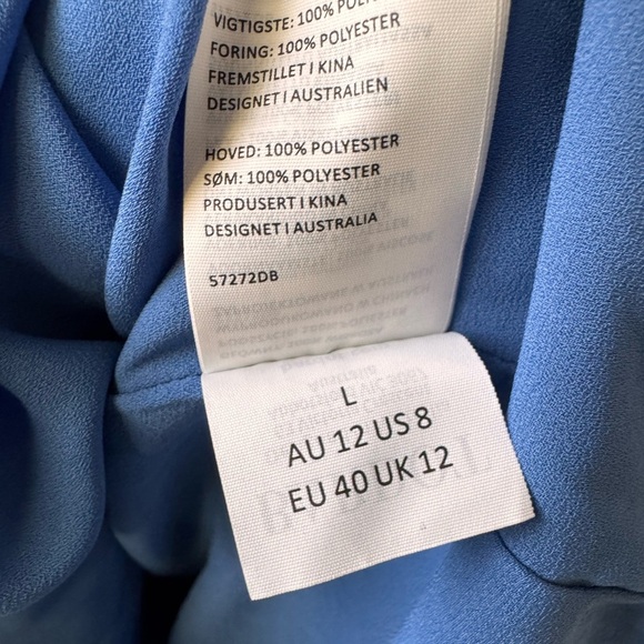 Bardot ditsy floral ruched long sleeve mini dress open back whimsical Blue US 8 - Picture 11 of 11